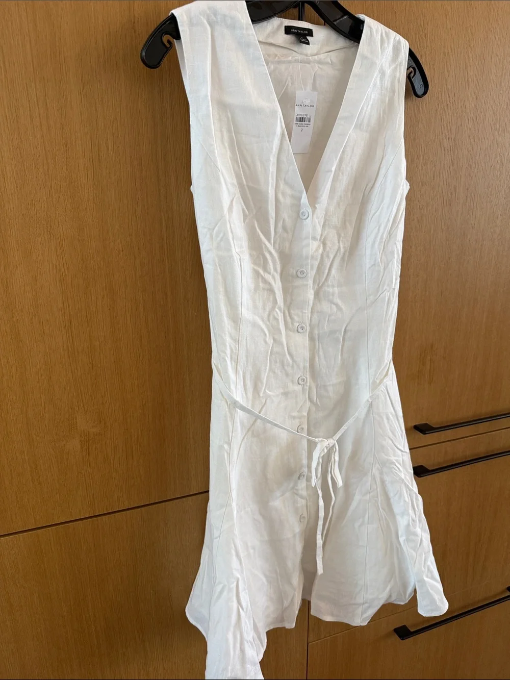 Ann Taylor Linen Blend Flare Dress In White Color Womens size 2 NWT - Picture 5 of 9